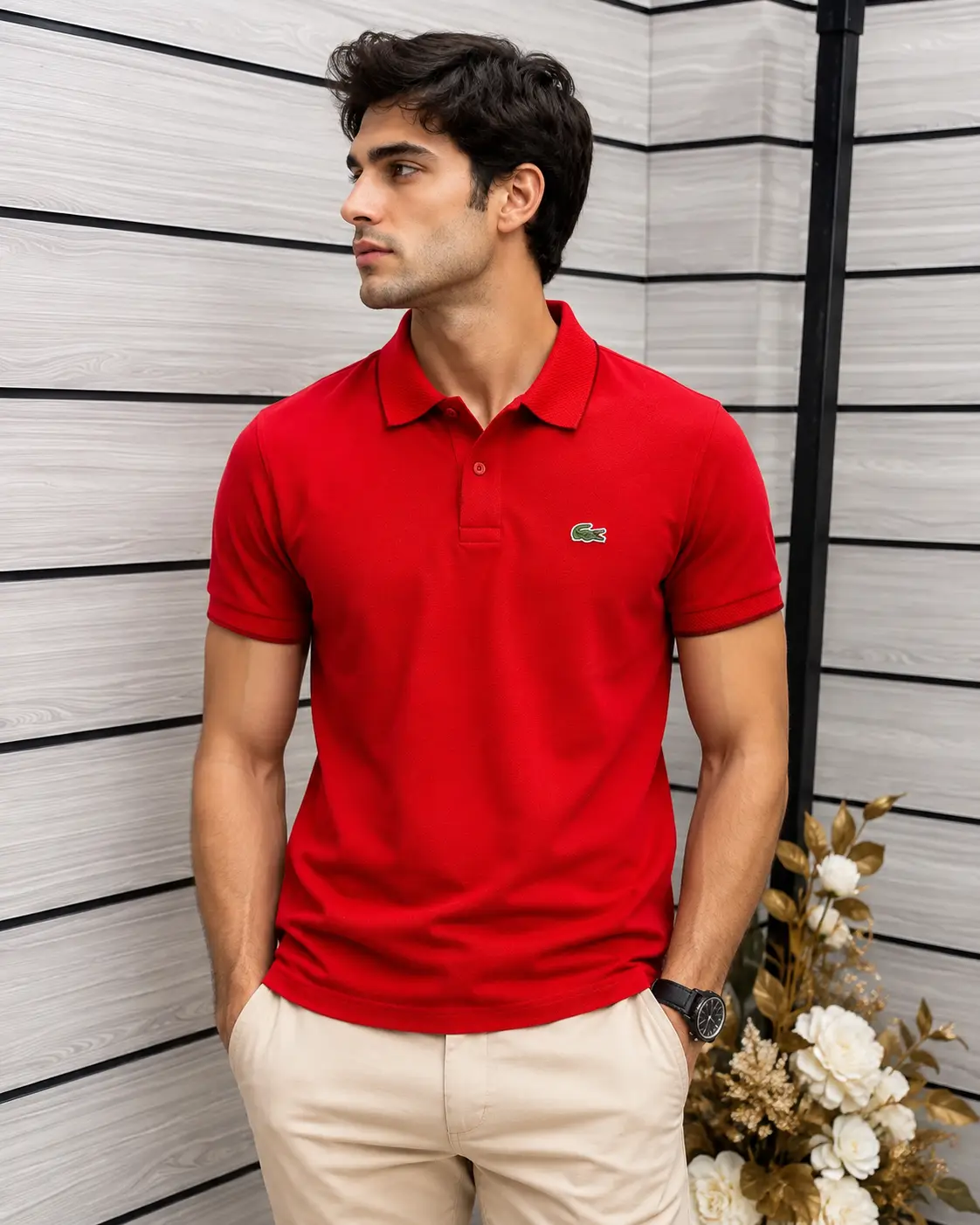 1786287601_4DXbCA L-COSTE Premium Red Polo T-Shirt – Stylish Men’s Casual - Image 1