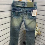 TRUE RELIGIO N Men’s Washed Grey Bootcut Denim