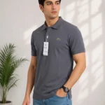 L-coste Premium Grey Cotton Stretch T-Shirt