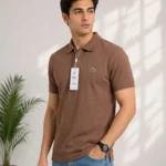 L-coste Premium Brown Cotton Stretch T-Shirt – Modern Luxury Style