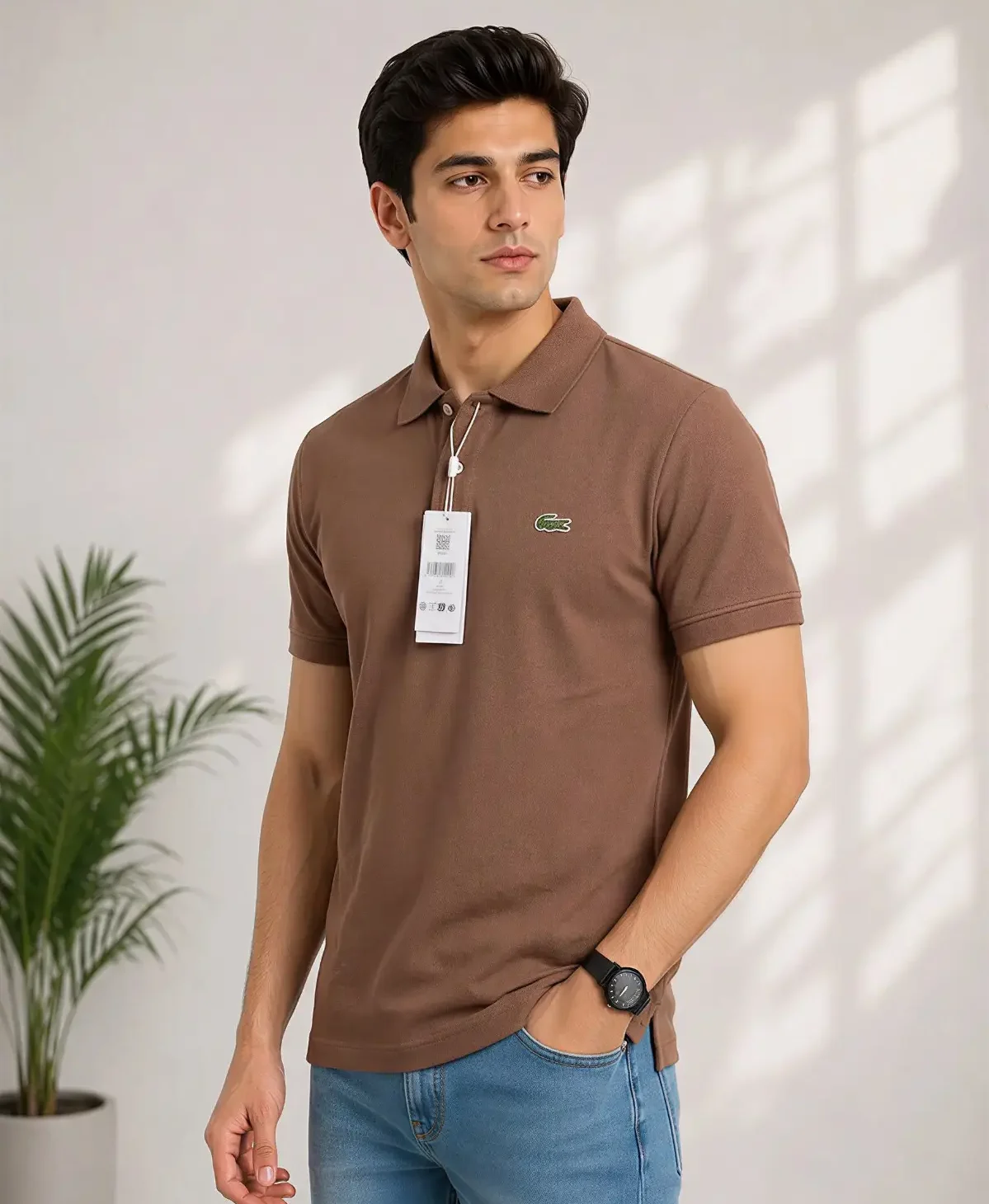 1788179205_Jwl9nh L-coste Premium Brown Cotton Stretch T-Shirt – Modern Luxury Style - Image 1
